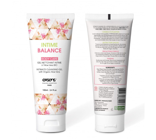 Гель для интимной гигиены EXSENS Intime Balance, 100 мл, с экстрактом листьев органического алоэ