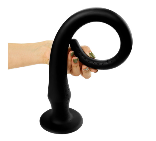 Силіконова анальна пробка довга, чорна, 50 см