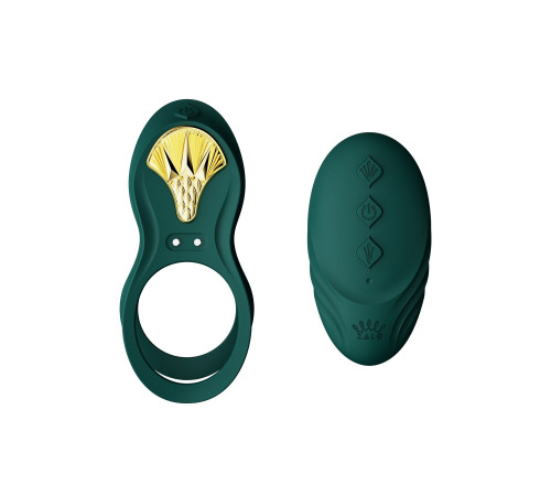 Смарт-ерекційне кільце Zalo BAYEK Turquoise Green, подвійне з ввідною частиною, пульт ДК