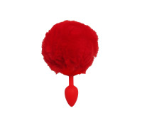 Силіконова анальна пробка S Червона з Червоним хвостиком