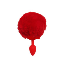 Силіконова анальна пробка S Червона з Червоним хвостиком