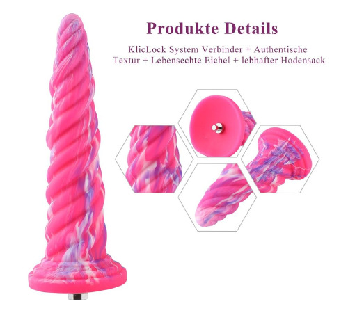 Фантазійний фалоімітатор 10.12″ для секс-машин Hismith Silicone Dildo rose Monster Series, KlicLok