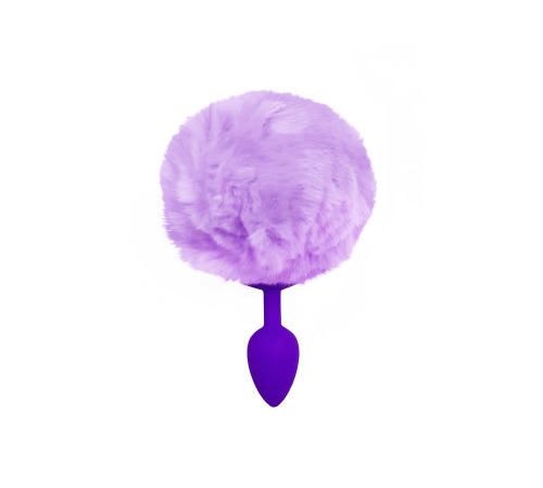 Силіконова анальна пробка S Бузкова з Бузковим хвостиком