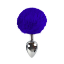 Металлическая анальная пробка L с синим хвостиком