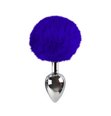 Металева анальна пробка L з синім хвостиком