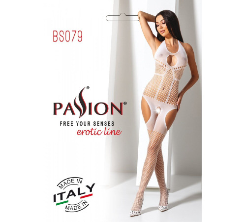 Бодістокінг з імітацією панчох Passion BS079 white