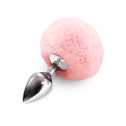Металлическая анальная пробка М Art of Sex - Bunny Tails Butt plug, Розовый
