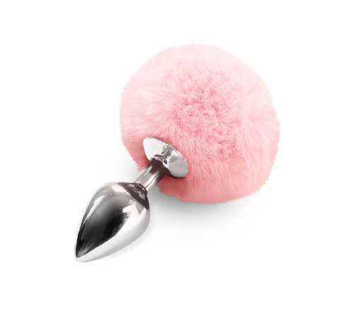 Металлическая анальная пробка М Art of Sex - Bunny Tails Butt plug, Розовый