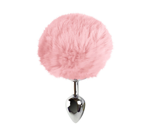 Металлическая анальная пробка М Art of Sex - Bunny Tails Butt plug, Розовый