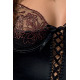 Корсет с пажами BRIDA CORSET black L/XL - Passion Exclusive, трусики, шнуровка