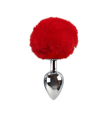 Металева анальна пробка L з червоним хвостиком
