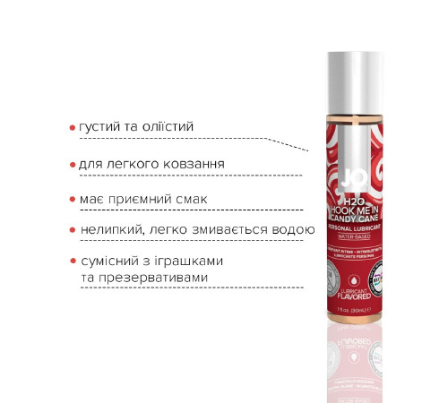 Лубрикант на водній основі System JO H2O – Candy Cane без цукру, рослинний гліцерин (30 мл)