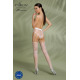 Эротические колготки-бодистокинг Passion ECO S004 white, закрытые трусики, декор, подвязки