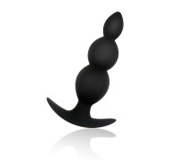 Силиконовая анальная пробка бархатная Три Шарика 37мм, Черный