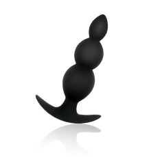 Силіконова анальна пробка оксамитова Три Кульки 37мм, Чорний