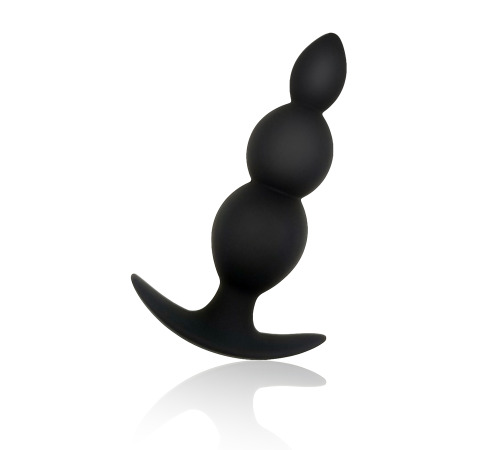 Силіконова анальна пробка оксамитова Три Кульки 37мм, Чорний