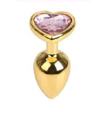 Анальна пробка Gold Metal Heart Pink, S