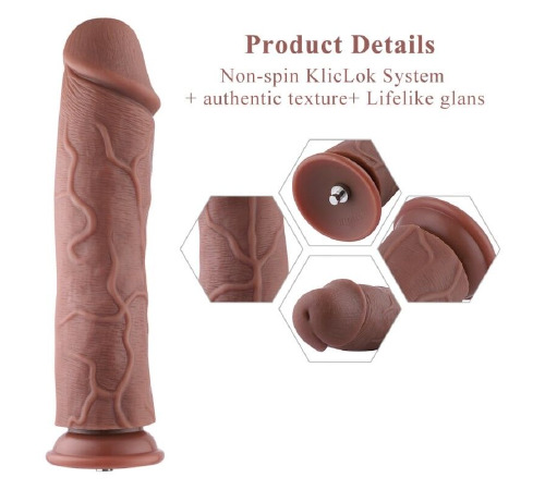 Силиконовый фаллоимитатор для секс-машин Hismith 11″ Silicone Dildo, система KlicLok