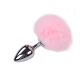 Металева анальна пробка Кролячий хвостик Alive Fluffy Plug L Pink, діаметр 3,9 см