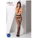 Эротические колготки-бодистокинг Passion S021 black, в крупную сетку с высоким пояском