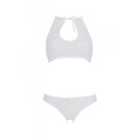 Комплект Passion URSULA SET white L/XL: бра, трусики с ажурным декором и открытым шагом