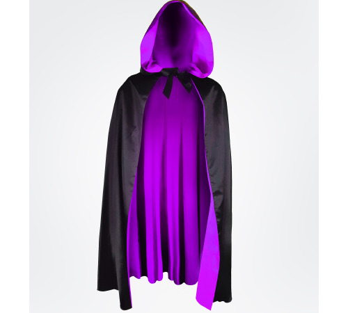 Накидка плащ Ведьмы на Хэллоуин Черно/Фиолетовая