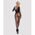 Бодистокинг Obsessive Bodystocking F210 S/M/L black, рукава-митенки, сетка, цветное кружево