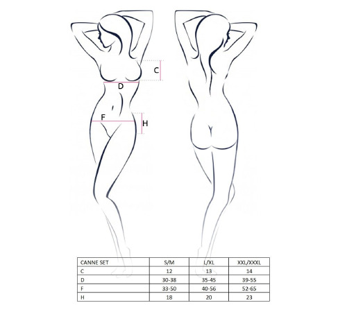 Комплект белья CANNE SET black S/M - Passion: лиф-бандо, пояс-юбочка, стринги