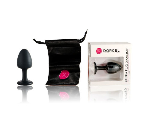 Анальная пробка Dorcel Geisha Plug Diamond M с шариком внутри, создает вибрации, макс. диаметр 3,2см