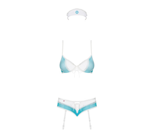 Еротичний костюм медсестри Obsessive 834-CST-6 S/M, біло-блакитний