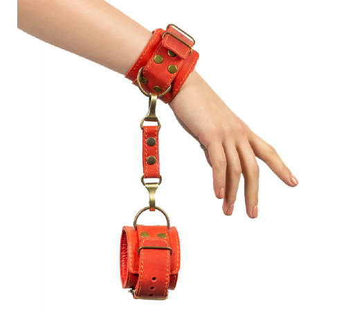 Премиум наручники LOVECRAFT красные, натуральная кожа, в подарочной упаковке