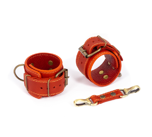 Премиум наручники LOVECRAFT красные, натуральная кожа, в подарочной упаковке