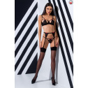 Комплект білизни PERDITA SET black XXL/XXXL - Passion Exclusive: стрепи: ліф, стрінги та пояс для панчох