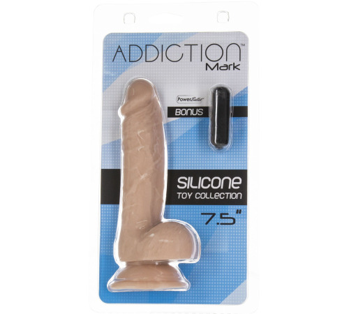Реалістичний фалоімітатор на присосці ADDICTION — Mark 7,5″ Dildo With Balls, Beige