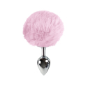 Металлическая анальная пробка М с розовым хвостиком