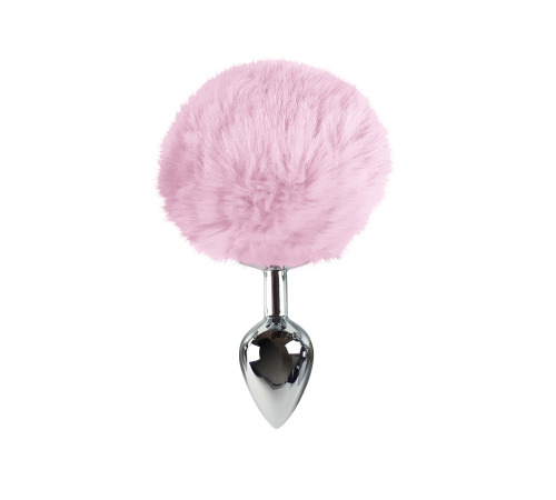Металева анальна пробка М з рожевим хвостиком