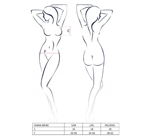 Комплект білизни GIANA BIKINI black XXL/XXXL - Passion: напівпрозорі ліф і трусики з бантиками