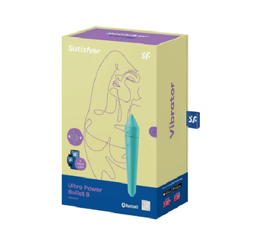 Мощная вибропуля с функцией управления смартфоном Satisfyer Ultra Power Bullet 8 TURQUOISE