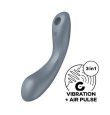 Вакуумный стимулятор с вибрацией Satisfyer Curvy Trinity 1 Bluegrey, игрушка 3в1