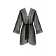 Пеньюар Passion Amberly Peignoir 6XL/7XL black, ажурні декольте та манжети, широкі рукави