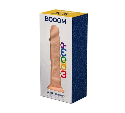 Фалоимитатор Wooomy Booom, с присоской, совместим с трусиками для страпона, 19,3х4,3 см