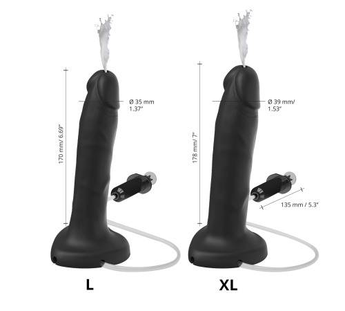 Кончающий фаллоимитатор Strap-On-Me Squirting Cum Dildo Realistic Black, диам. 3,5 см, силикон
