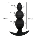 Силиконовая анальная пробка бархатная Три Шарика 37мм, Черный