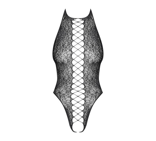 Бодистокинг с эффектом шнуровки Obsessive B113 teddy S/M/L открытая спина, халтер, с доступом