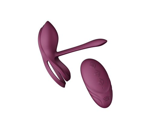 Смарт ерекційне кільце Zalo — BAYEK Velvet Purple, подвійне з ввідною частиною, пульт ДК