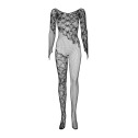 Бодистокинг Obsessive Bodystocking F210 S/M/L black, рукава-митенки, сетка, цветное кружево