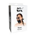 Кляп-маска з пластиковою кулею Art of Sex - Slave, Натуральна шкіра, колір Чорний