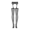 Сетчатые чулки-стокинги с цветочным рисунком Obsessive Garter stockings S207 S/M/L, черные