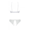 Комплект Passion URSULA SET white L/XL: бра, трусики с ажурным декором и открытым шагом