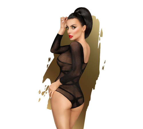 Боди Penthouse High On Love XL Black, глубокий вырез на спине, имитация стреп